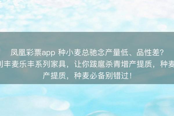 凤凰彩票app 种小麦总驰念产量低、品性差？别愁啦！沃利丰麦乐丰系列家具，让你跋扈杀青增产提质，种麦必备别错过！