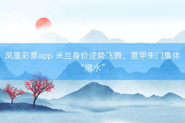 凤凰彩票app 米兰身价逆势飞腾，意甲朱门集体“缩水”