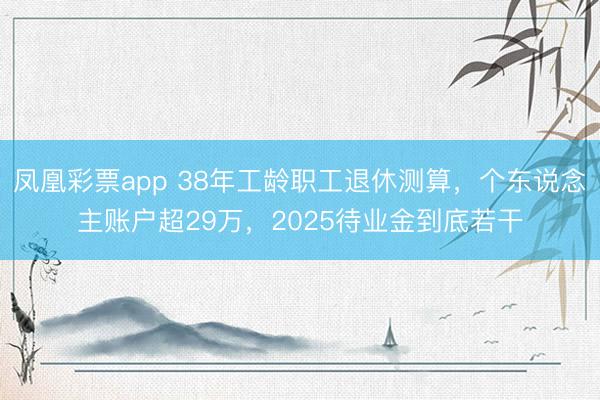 凤凰彩票app 38年工龄职工退休测算，个东说念主账户超29万，2025待业金到底若干