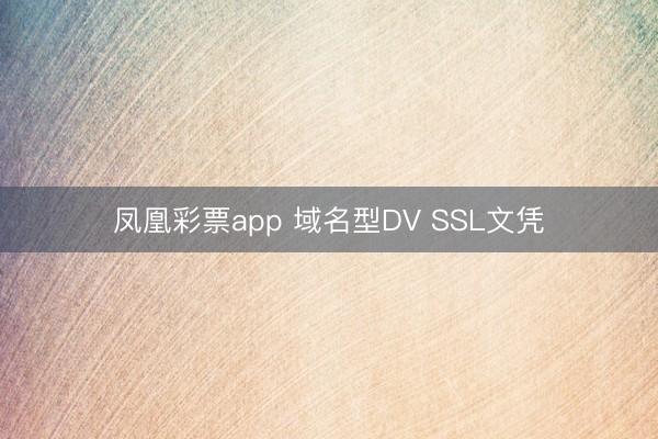 凤凰彩票app 域名型DV SSL文凭