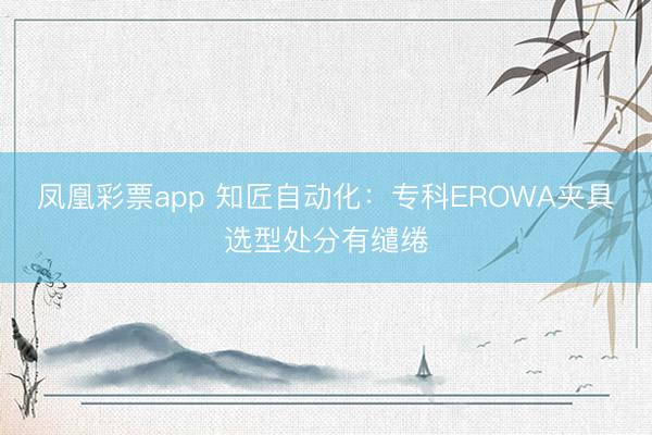 凤凰彩票app 知匠自动化：专科EROWA夹具选型处分有缱绻
