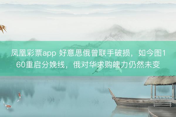 凤凰彩票app 好意思俄曾联手破损,如今图160重启分娩线,俄对华求购魄力仍然未变