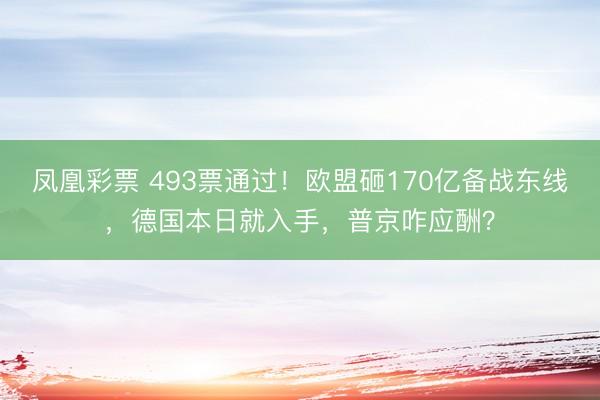 凤凰彩票 493票通过！欧盟砸170亿备战东线，德国本日就入手，普京咋应酬？