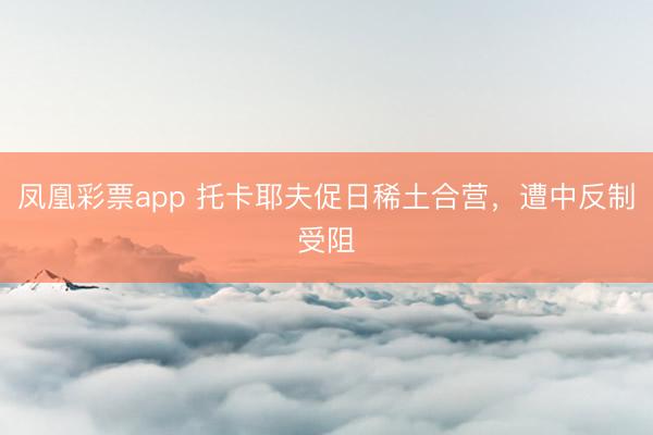 凤凰彩票app 托卡耶夫促日稀土合营，遭中反制受阻