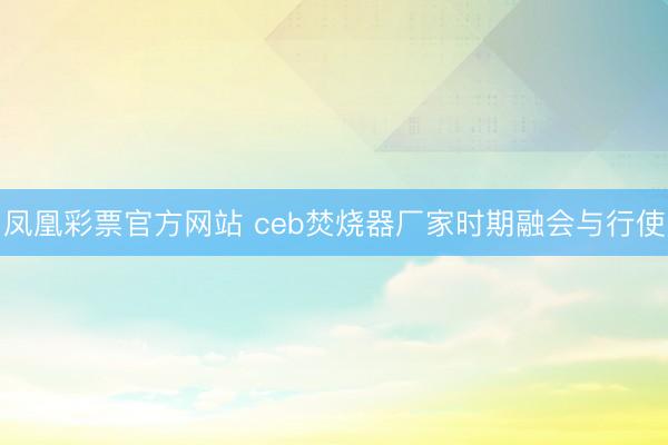 凤凰彩票官方网站 ceb焚烧器厂家时期融会与行使