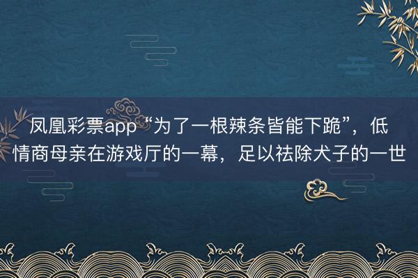凤凰彩票app “为了一根辣条皆能下跪”，低情商母亲在游戏厅的一幕，足以祛除犬子的一世