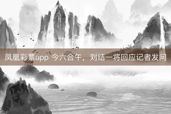 凤凰彩票app 今六合午，刘结一将回应记者发问