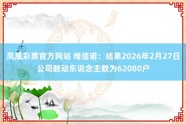凤凰彩票官方网站 维信诺：结果2026年2月27日公司鼓动东说念主数为62080户