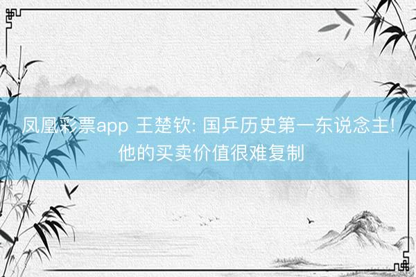 凤凰彩票app 王楚钦: 国乒历史第一东说念主! 他的买卖价值很难复制