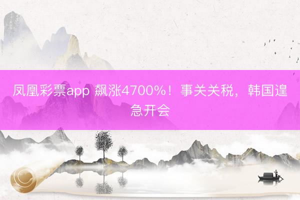凤凰彩票app 飙涨4700%！事关关税，韩国遑急开会