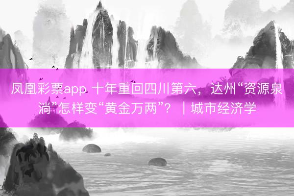 凤凰彩票app 十年重回四川第六,达州“资源泉淌”怎样变“黄金万两”?|城市经济学