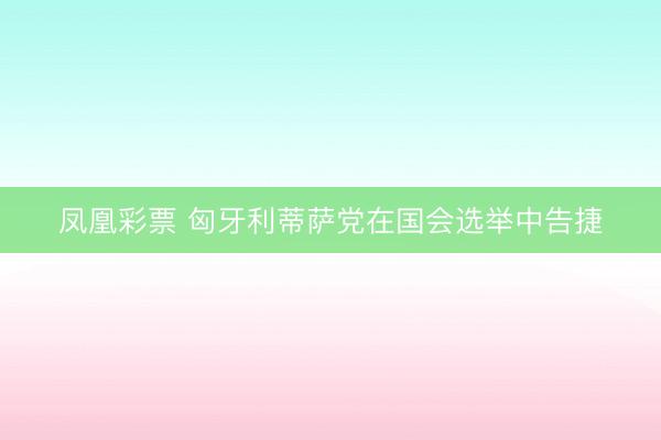 凤凰彩票 匈牙利蒂萨党在国会选举中告捷