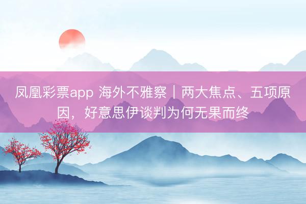 凤凰彩票app 海外不雅察｜两大焦点、五项原因，好意思伊谈判为何无果而终