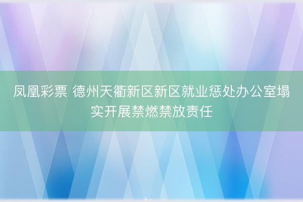 凤凰彩票 德州天衢新区新区就业惩处办公室塌实开展禁燃禁放责任