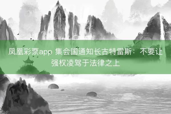 凤凰彩票app 集会国通知长古特雷斯：不要让强权凌驾于法律之上