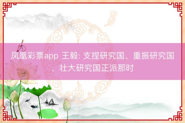 凤凰彩票app 王毅: 支捏研究国、重振研究国、壮大研究国正派那时