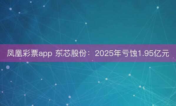 凤凰彩票app 东芯股份：2025年亏蚀1.95亿元