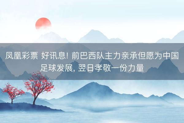 凤凰彩票 好讯息! 前巴西队主力亲承但愿为中国足球发展， 翌日孝敬一份力量