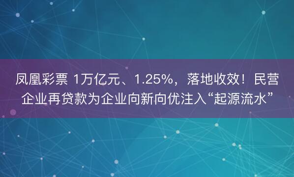 凤凰彩票 1万亿元、1.25%，落地收效！民营企业再贷款为企业向新向优注入“起源流水”
