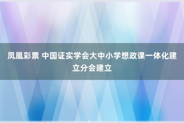 凤凰彩票 中国证实学会大中小学想政课一体化建立分会建立