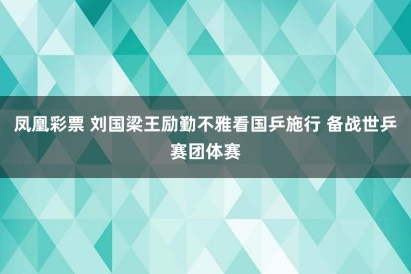 凤凰彩票 刘国梁王励勤不雅看国乒施行 备战世乒赛团体赛