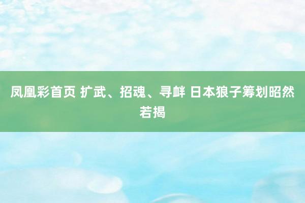 凤凰彩首页 扩武、招魂、寻衅 日本狼子筹划昭然若揭