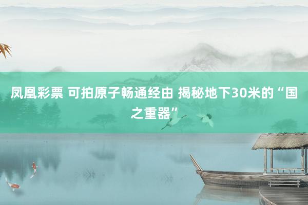 凤凰彩票 可拍原子畅通经由 揭秘地下30米的“国之重器”
