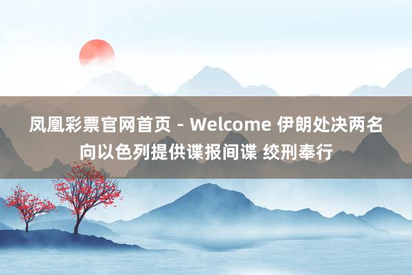 凤凰彩票官网首页 - Welcome 伊朗处决两名向以色列提供谍报间谍 绞刑奉行