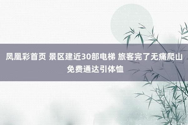 凤凰彩首页 景区建近30部电梯 旅客完了无痛爬山 免费通达引体恤