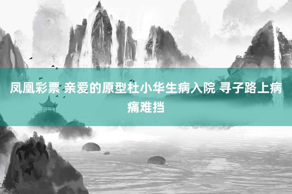 凤凰彩票 亲爱的原型杜小华生病入院 寻子路上病痛难挡