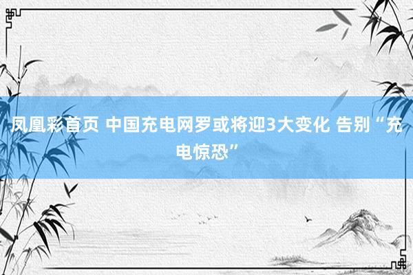 凤凰彩首页 中国充电网罗或将迎3大变化 告别“充电惊恐”