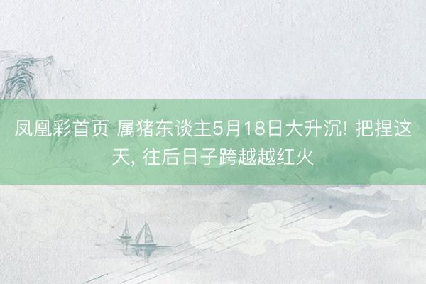 凤凰彩首页 属猪东谈主5月18日大升沉! 把捏这天， 往后日子跨越越红火