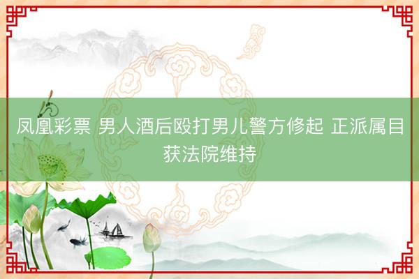 凤凰彩票 男人酒后殴打男儿警方修起 正派属目获法院维持