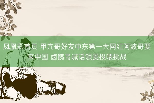 凤凰彩首页 甲亢哥好友中东第一大网红阿波哥要来中国 卤鹅哥喊话领受投喂挑战