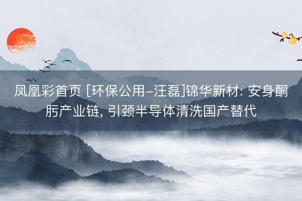 凤凰彩首页 [环保公用-汪磊]锦华新材: 安身酮肟产业链， 引颈半导体清洗国产替代