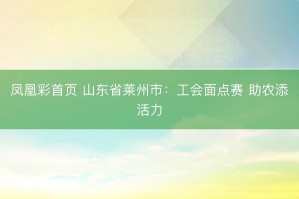 凤凰彩首页 山东省莱州市:工会面点赛 助农添活力