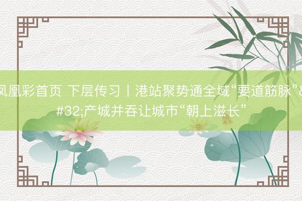 凤凰彩首页 下层传习丨港站聚势通全域“要道筋脉” 产城并吞让城市“朝上滋长”