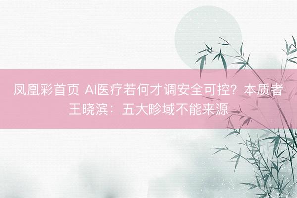 凤凰彩首页 AI医疗若何才调安全可控？本质者王晓滨：五大畛域不能来源